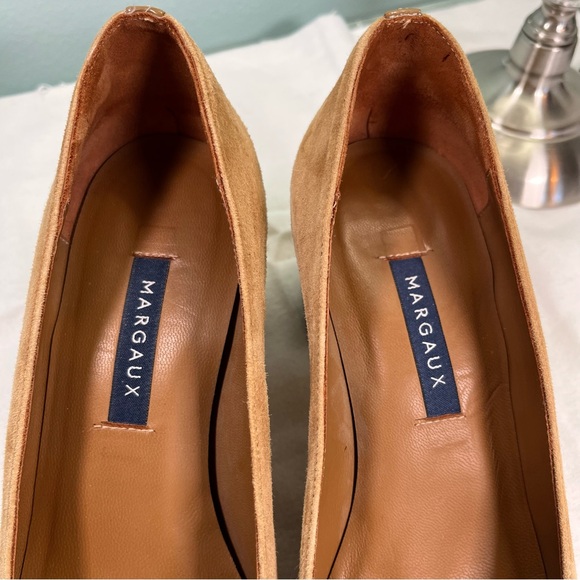 Margaux The Heel Pump Camel Cognac Italian Suede Size 37.5 7.5 B Medium Women’s - Picture 5 of 9